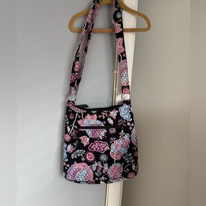 Vera Bradley Black and Pink Floral Crossbody Bag